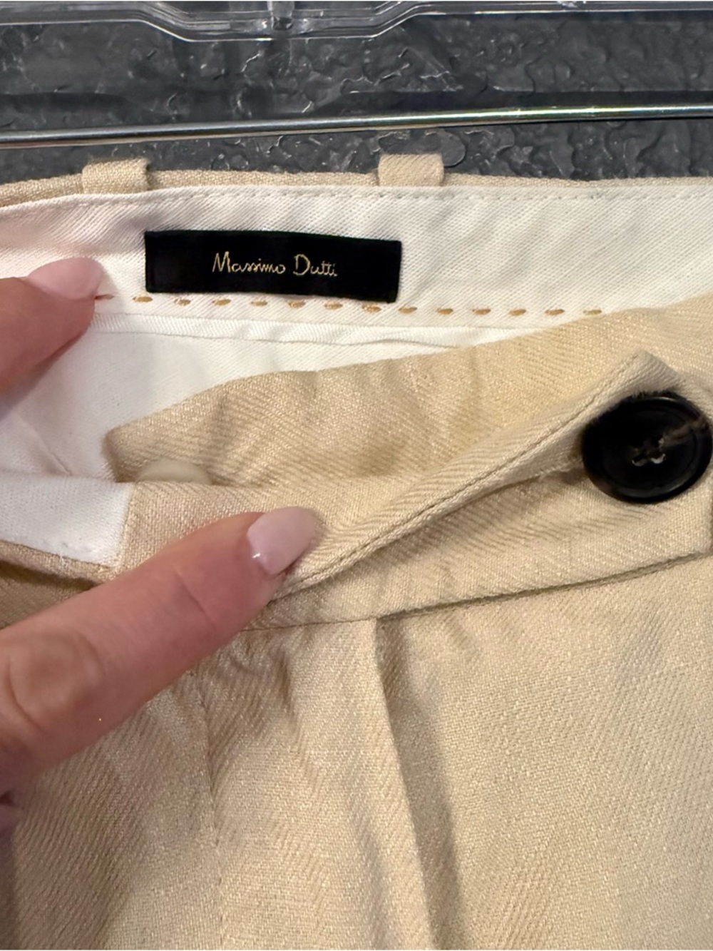 MASSIMO DUTTI • Linen wide leg trousers pants - size 10 tan - Picture 3 of 7
